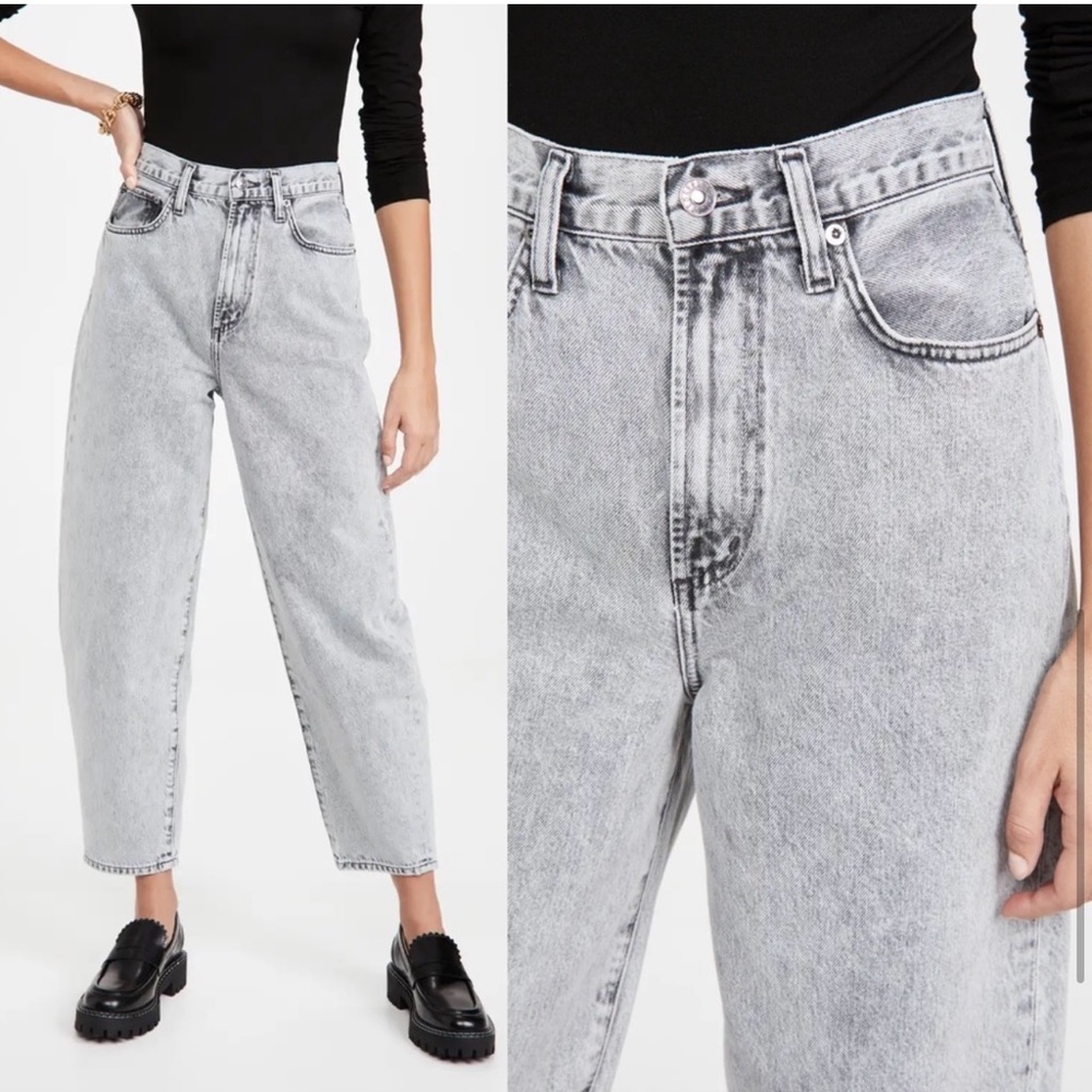 agolde balloon jean high rise tapered curve jeans in alloy grey